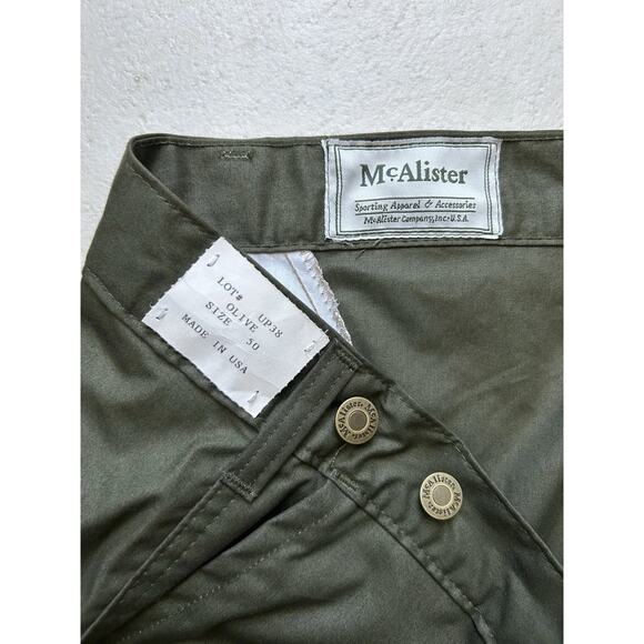Vtg McAlister Waxed Cotton Field Pants USA Made Size 50 Olive Brown Duck Hunting - Picture 3 of 9